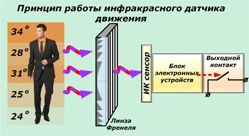 Принцип работы датчика движения с инфракрасным сенсором