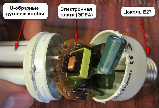 Устройство энергосберегающей лампы