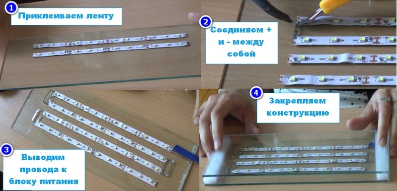 Этапы сборки светодиодной панели