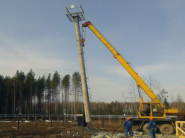 Установка с помощью крана